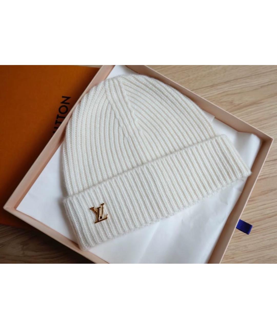 LOUIS VUITTON Белая кашемировая шапка, фото 4