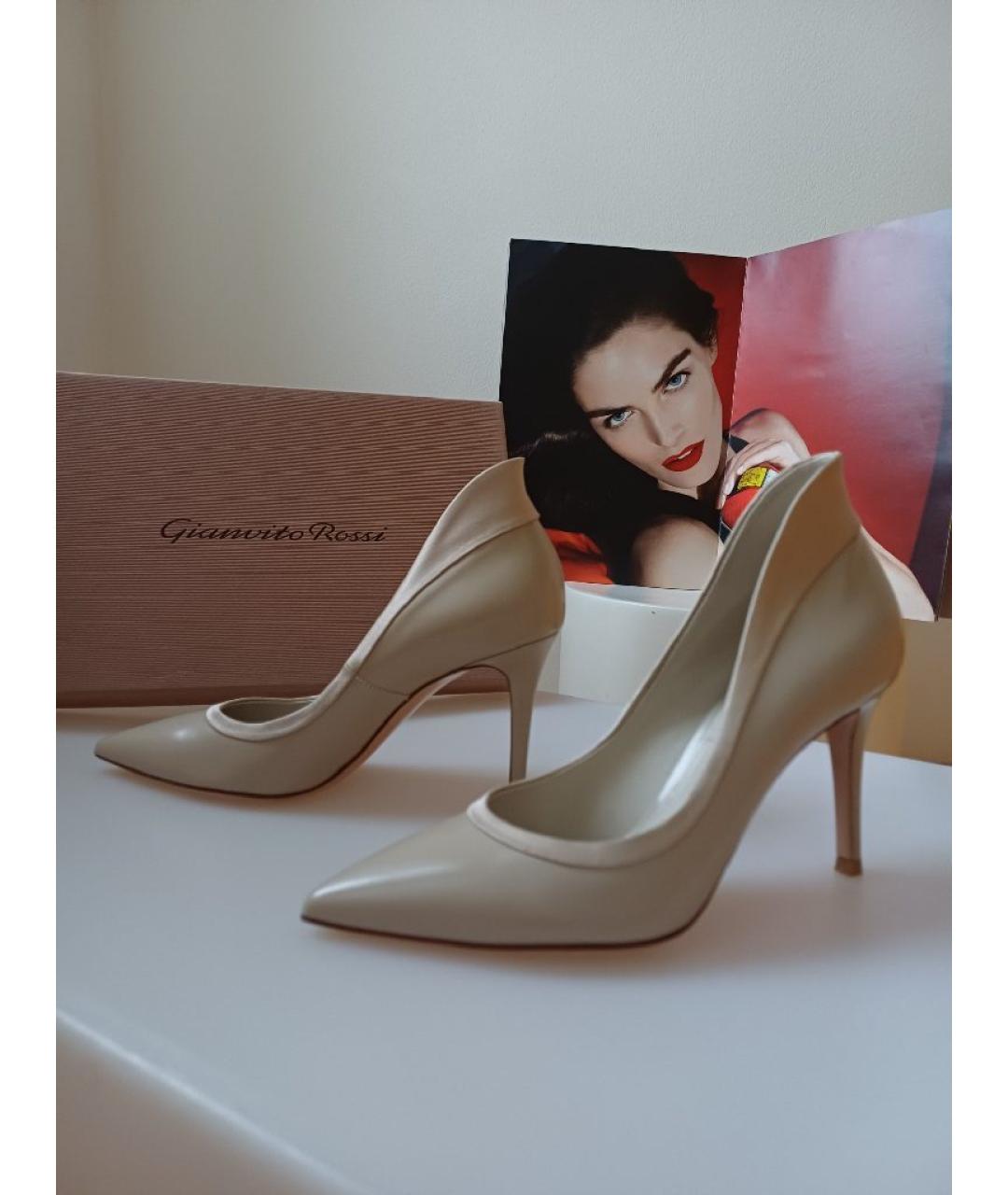 GIANVITO ROSSI Бежевые кожаные туфли, фото 3