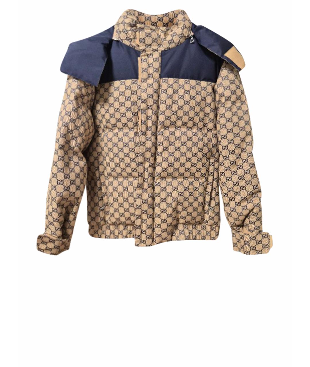 GUCCI Коричневый хлопковый пуховик, фото 1