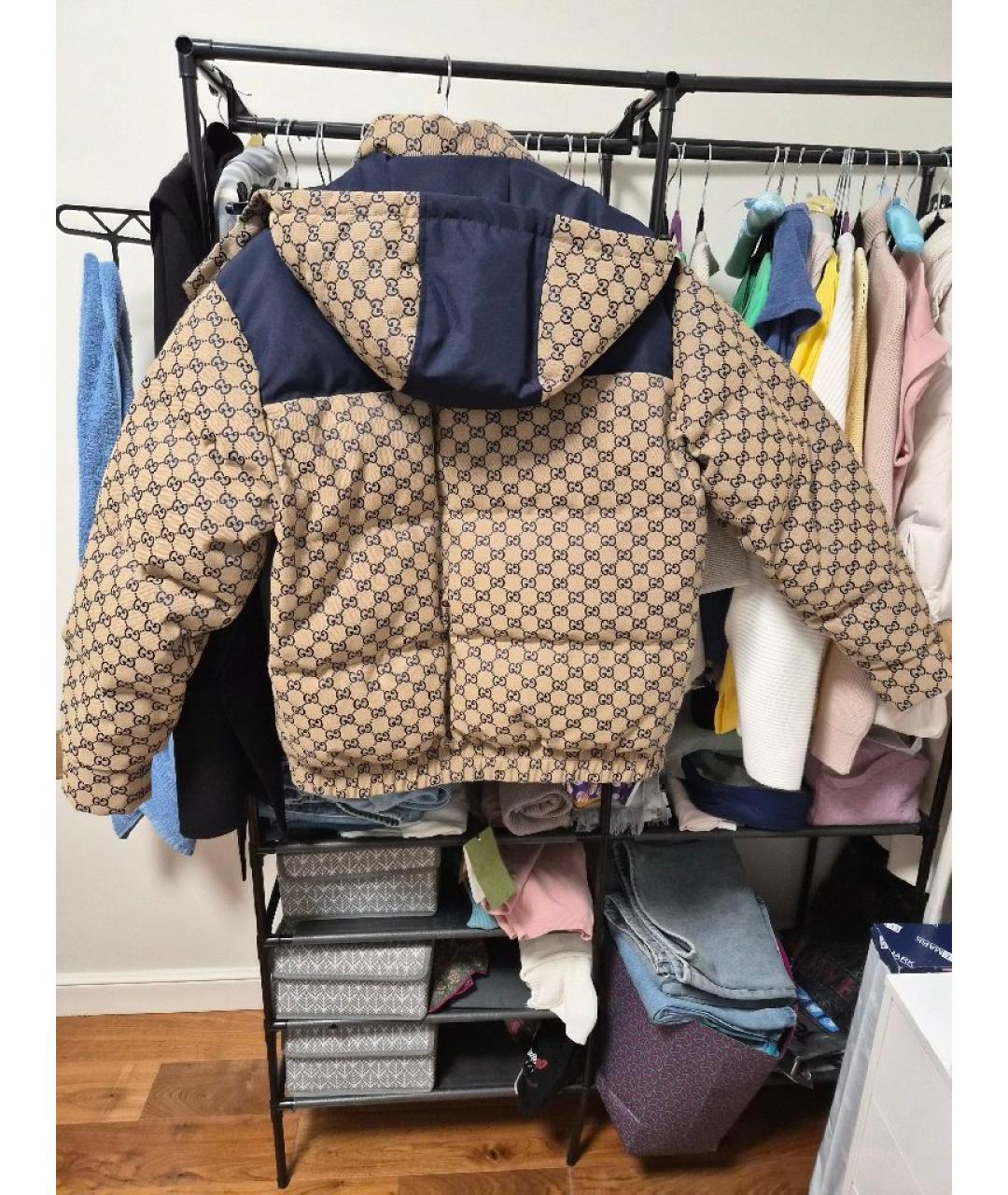 GUCCI Коричневый хлопковый пуховик, фото 2