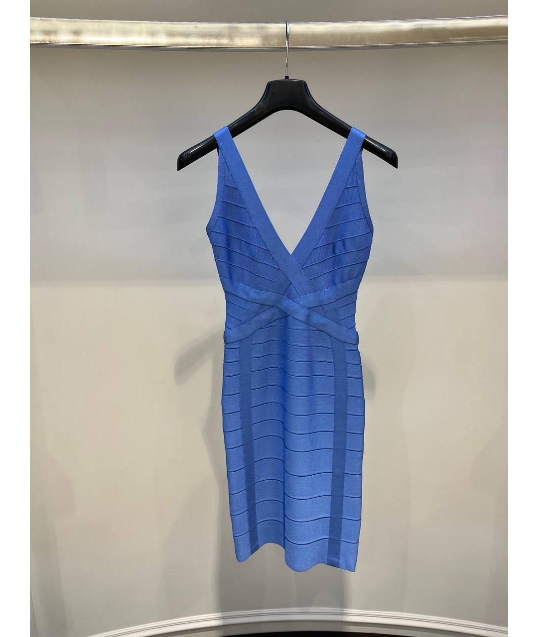 HERVE LEGER Голубое повседневное платье, фото 4