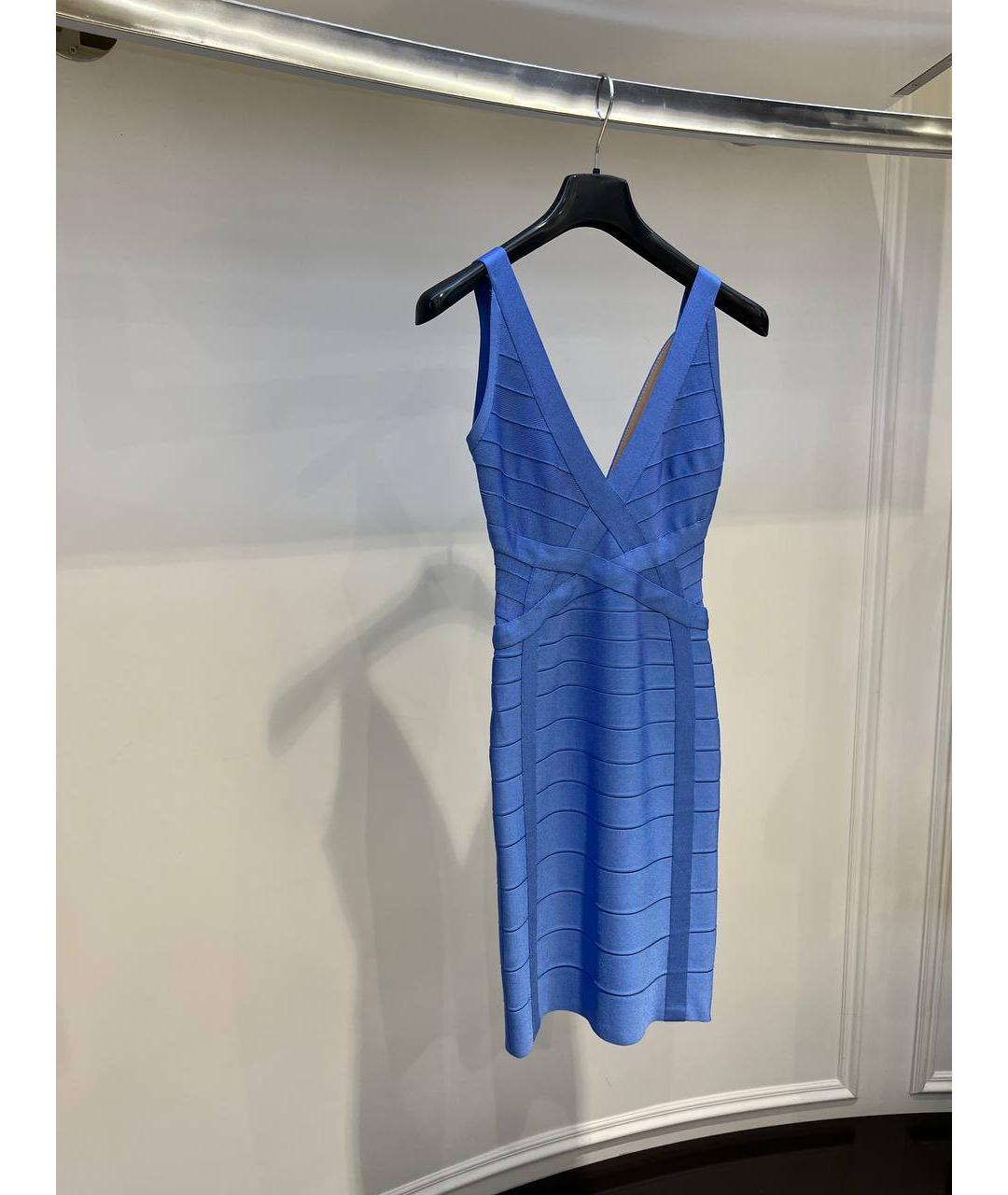 HERVE LEGER Голубое повседневное платье, фото 2