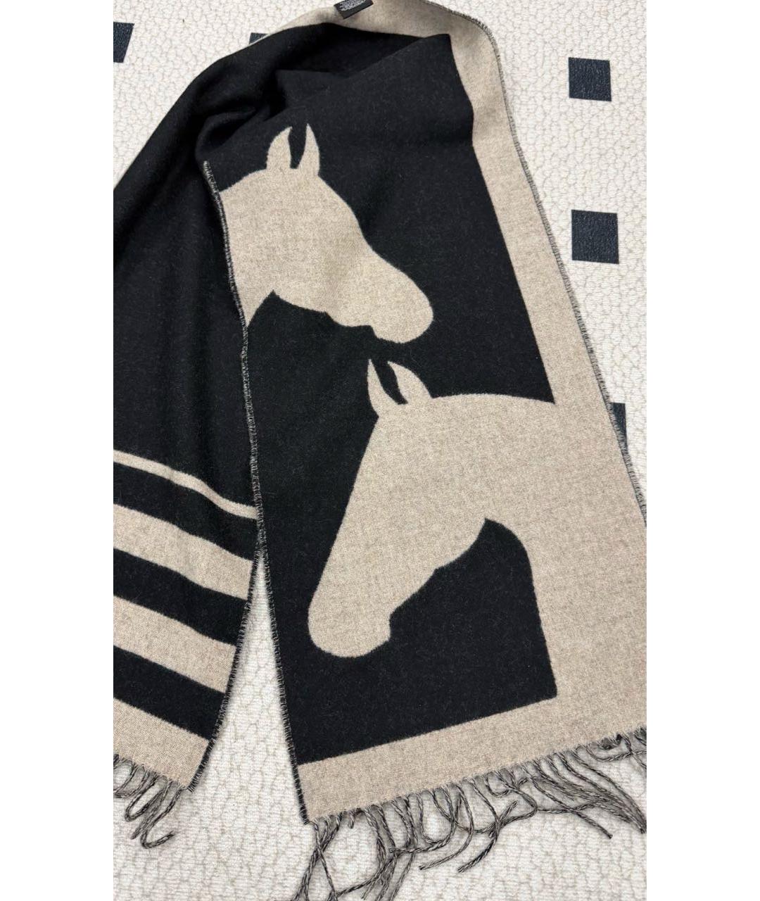 HERMES Бежевый кашемировый шарф, фото 4