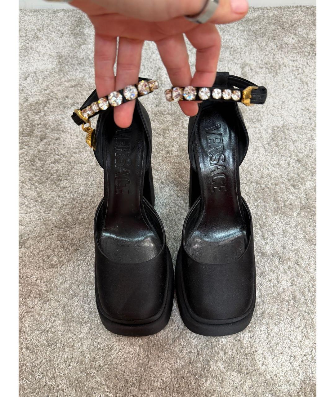 VERSACE Черные текстильные туфли, фото 3