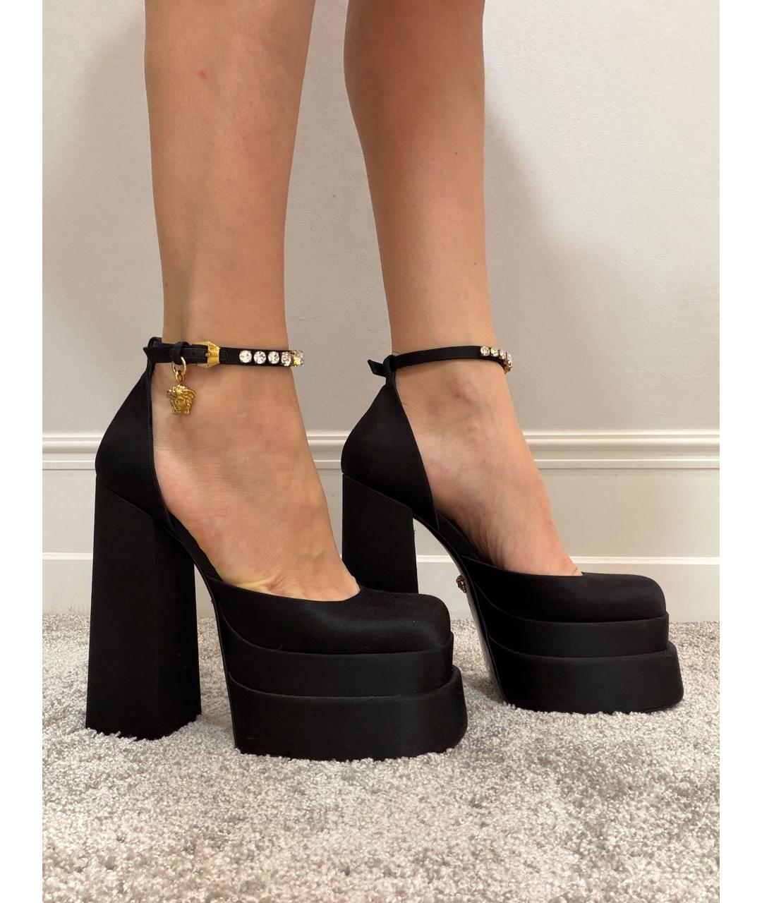 VERSACE Черные текстильные туфли, фото 6