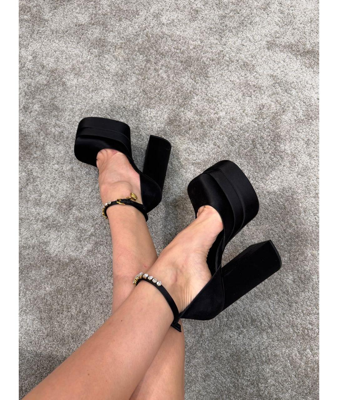 VERSACE Черные текстильные туфли, фото 5