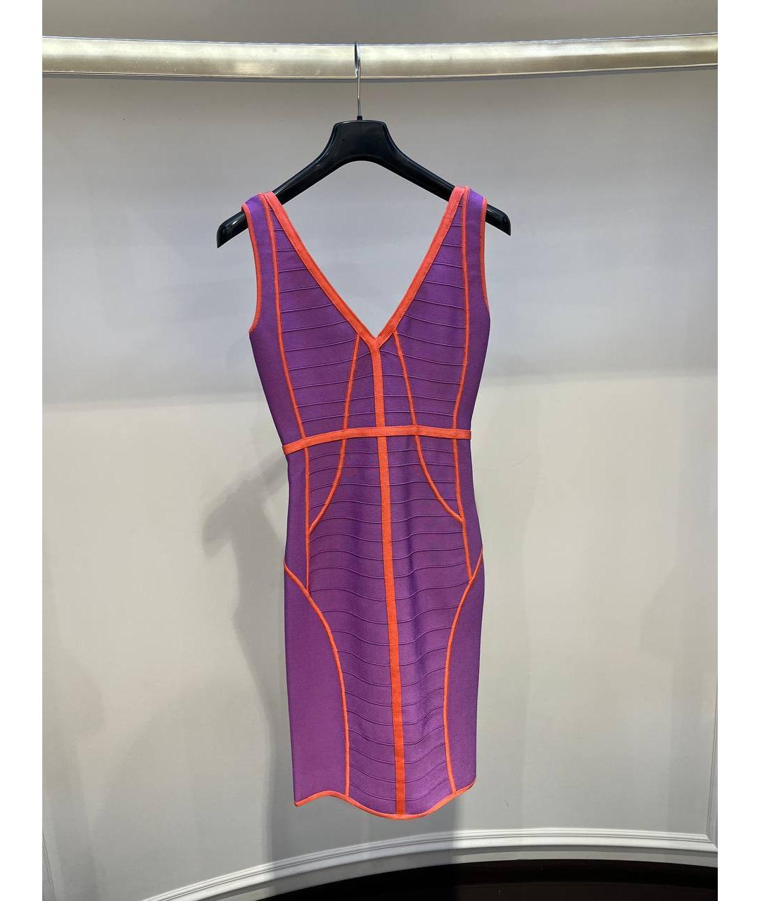 HERVE LEGER Фиолетовое повседневное платье, фото 4