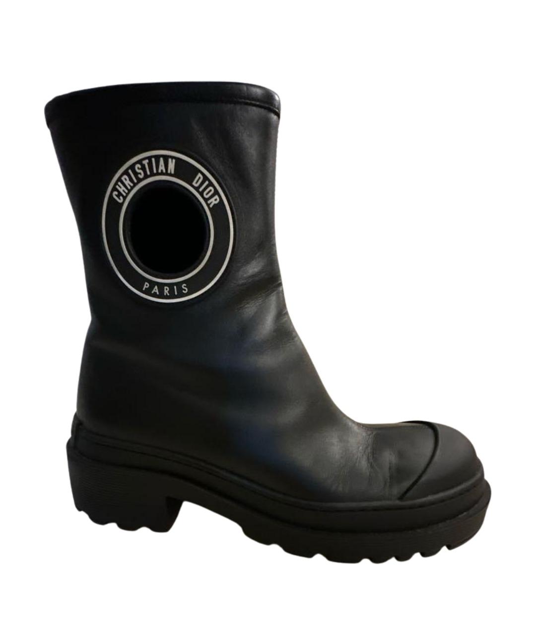 CHRISTIAN DIOR Черные кожаные ботинки, фото 1