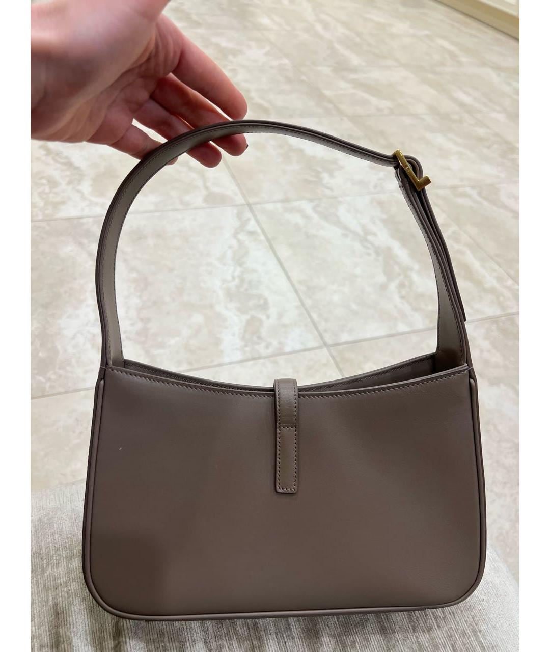 SAINT LAURENT Серая кожаная сумка через плечо, фото 3