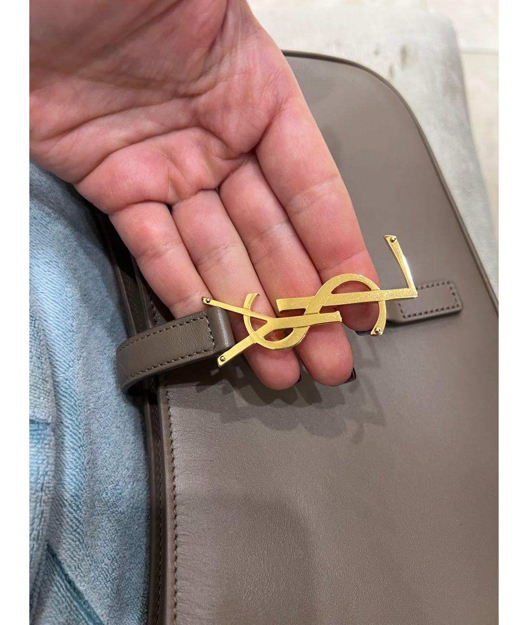 SAINT LAURENT Серая кожаная сумка через плечо, фото 4