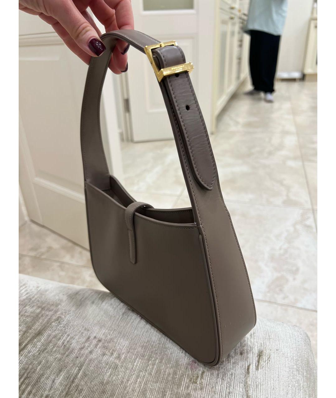 SAINT LAURENT Серая кожаная сумка через плечо, фото 2