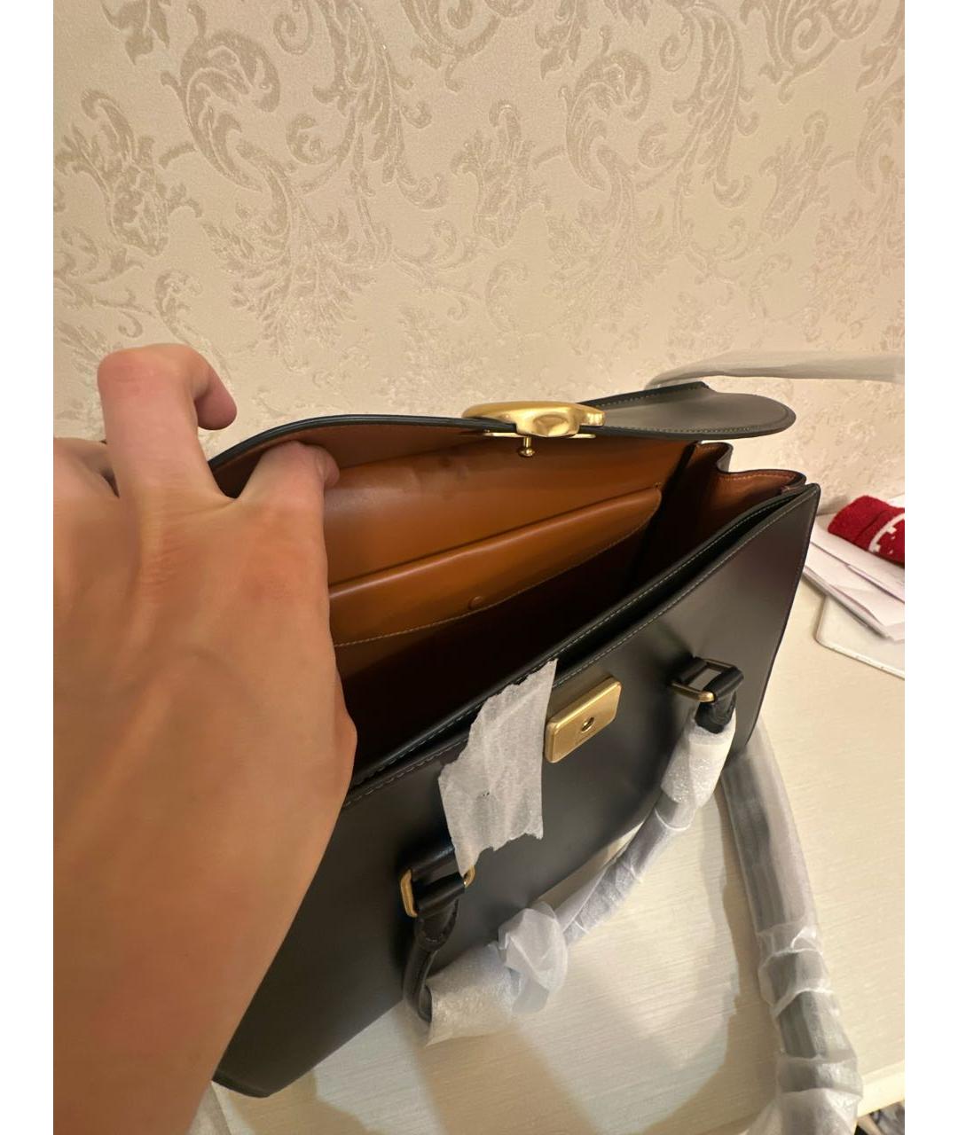 COACH Черная кожаная сумка через плечо, фото 4