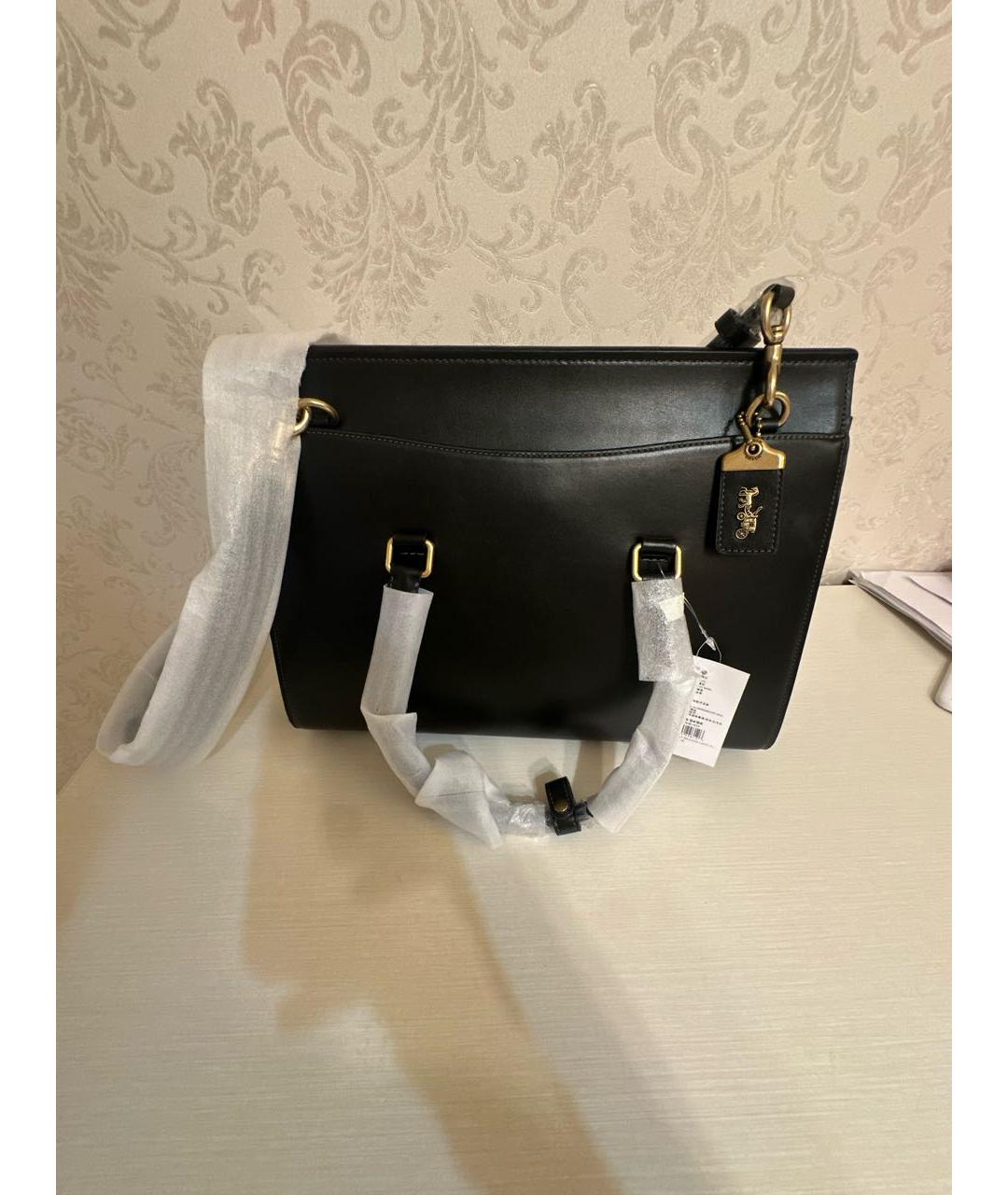 COACH Черная кожаная сумка через плечо, фото 3