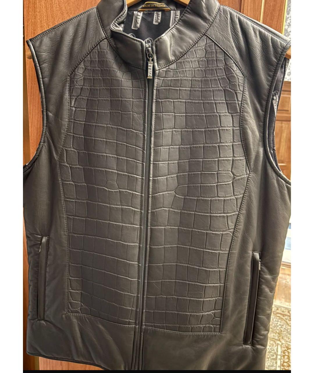ZILLI Черный жилет из экзотической кожи, фото 5