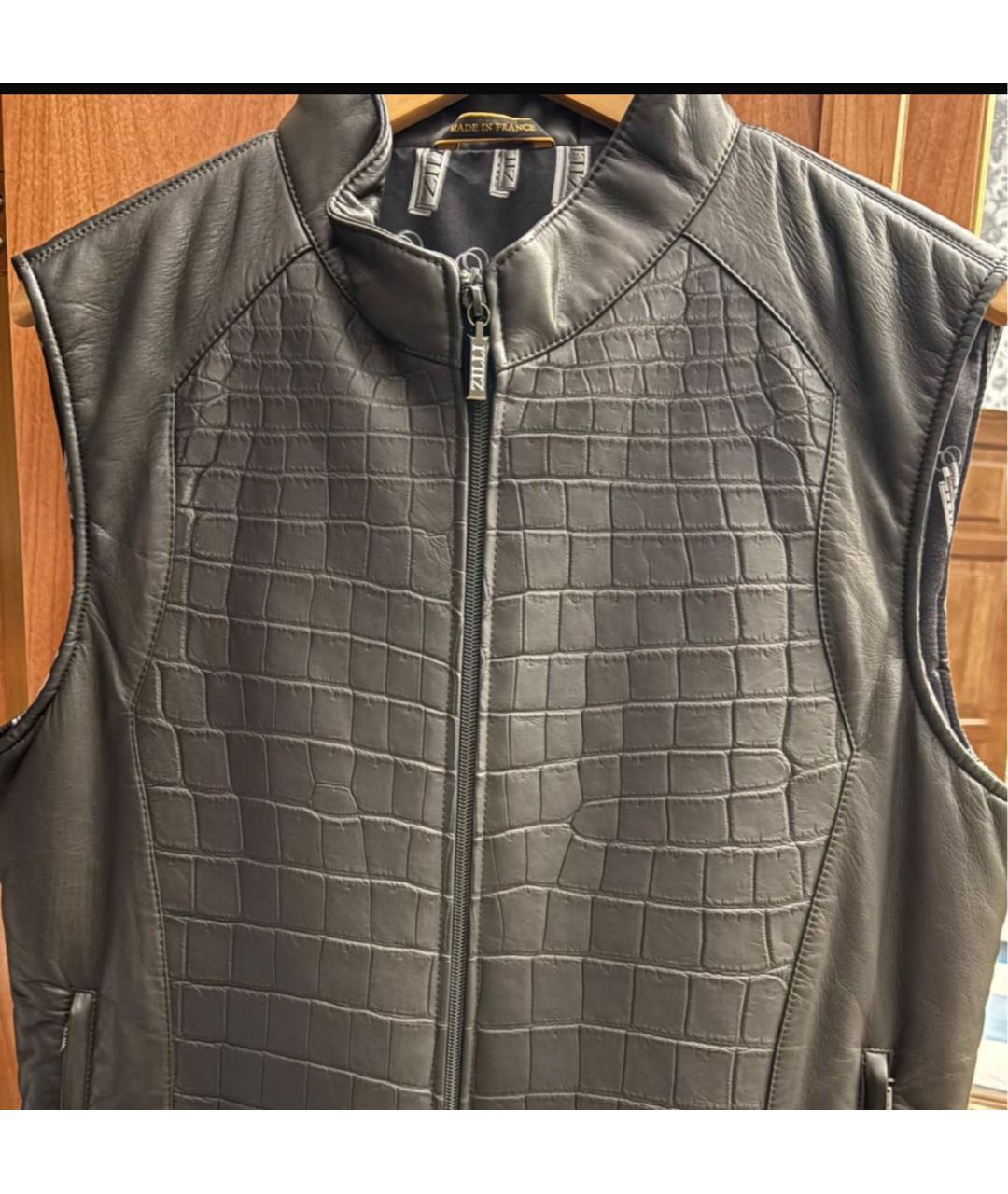 ZILLI Черный жилет из экзотической кожи, фото 4