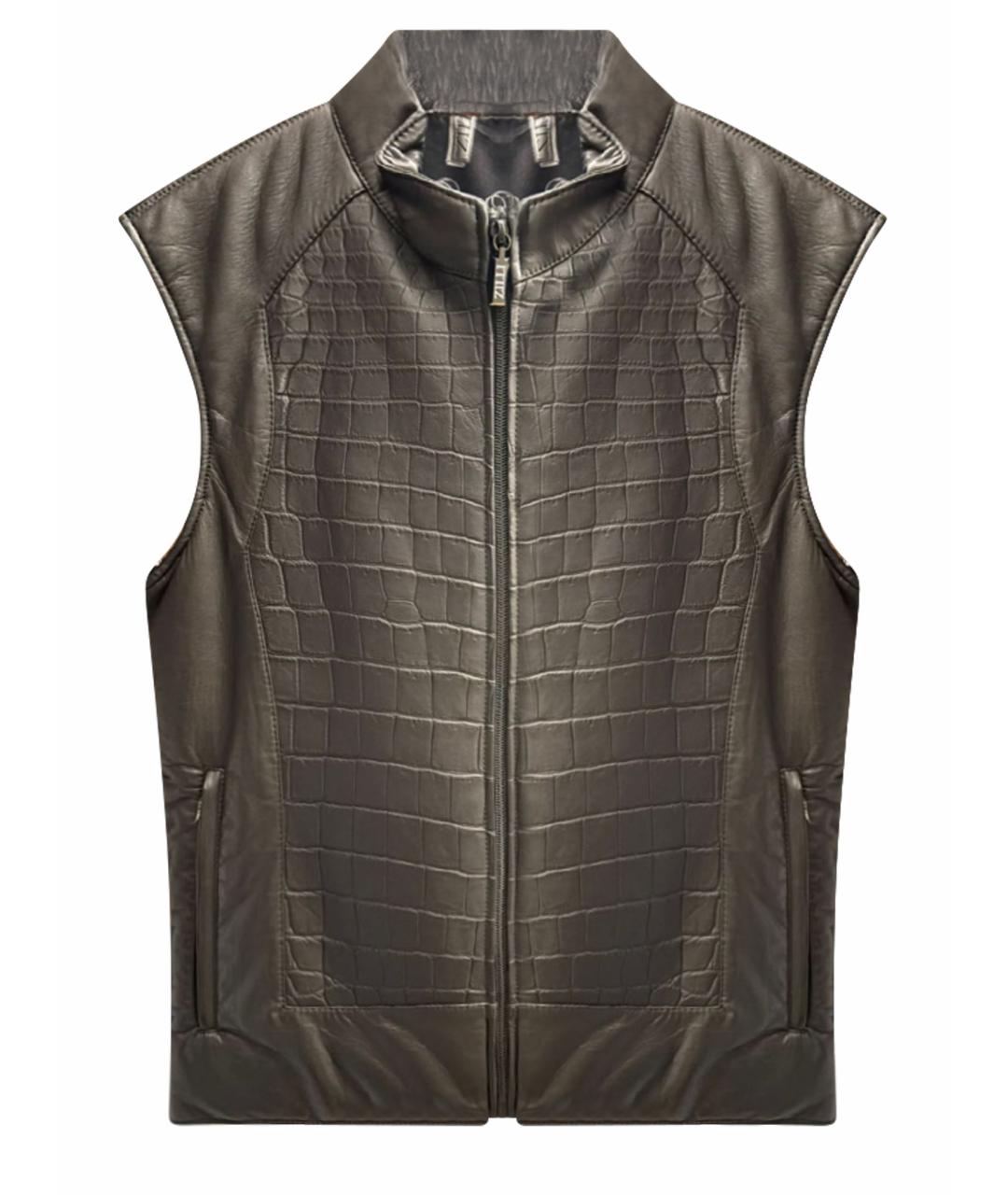 ZILLI Черный жилет из экзотической кожи, фото 1