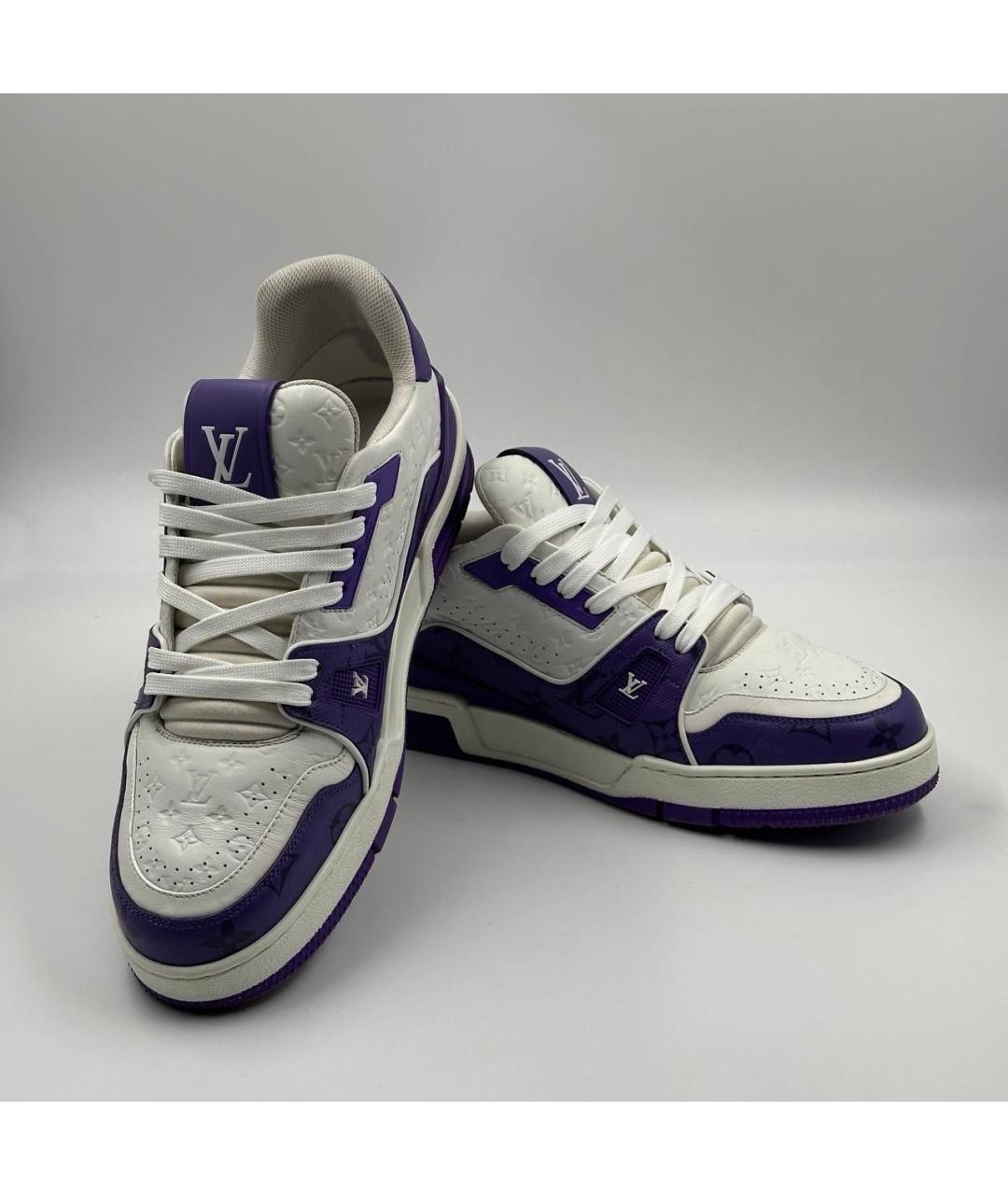 LOUIS VUITTON Синие кожаные низкие кроссовки / кеды, фото 4