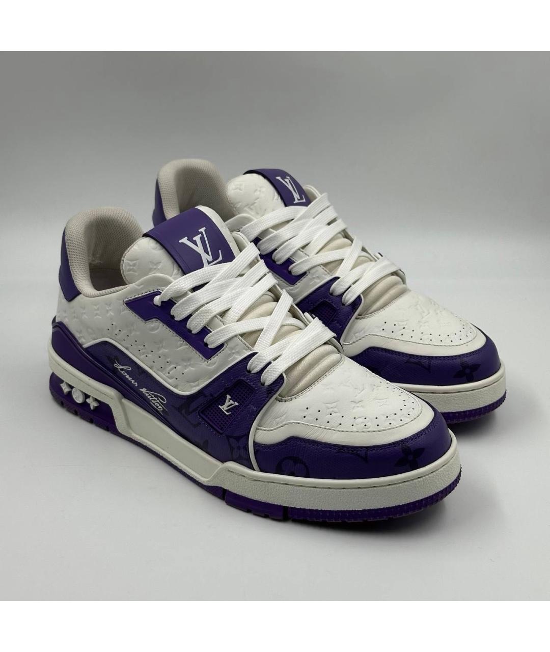 LOUIS VUITTON Синие кожаные низкие кроссовки / кеды, фото 2