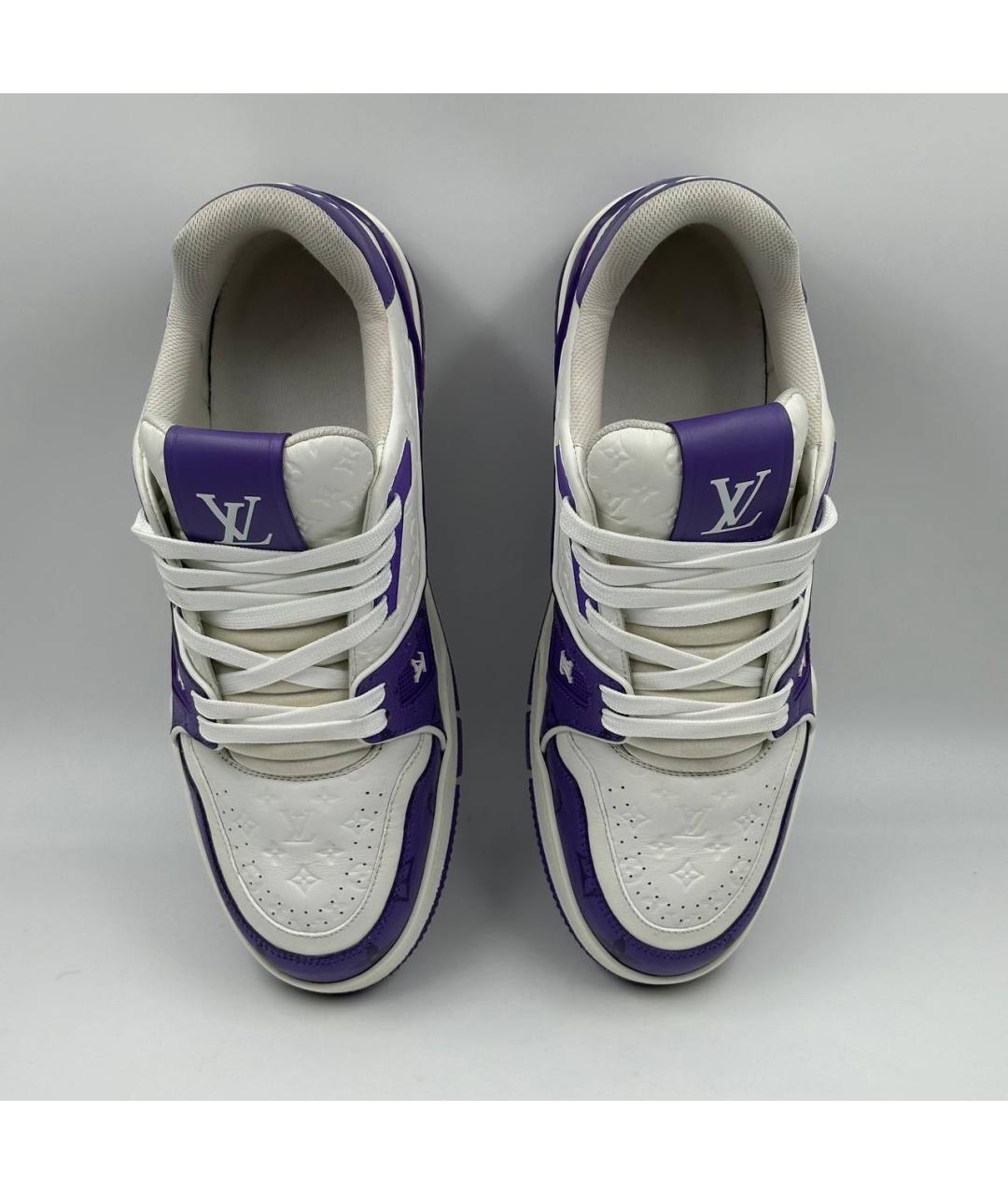 LOUIS VUITTON Синие кожаные низкие кроссовки / кеды, фото 3