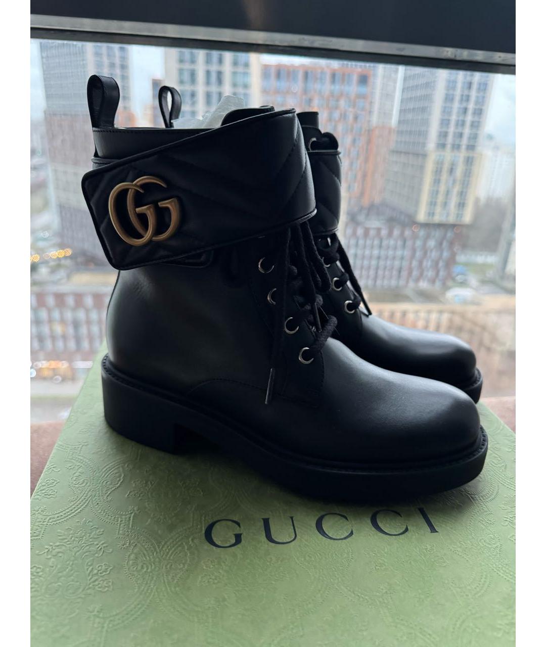 GUCCI Черные кожаные ботинки, фото 5