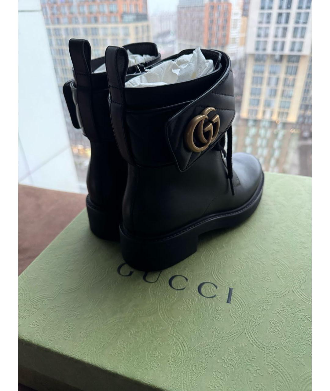 GUCCI Черные кожаные ботинки, фото 4