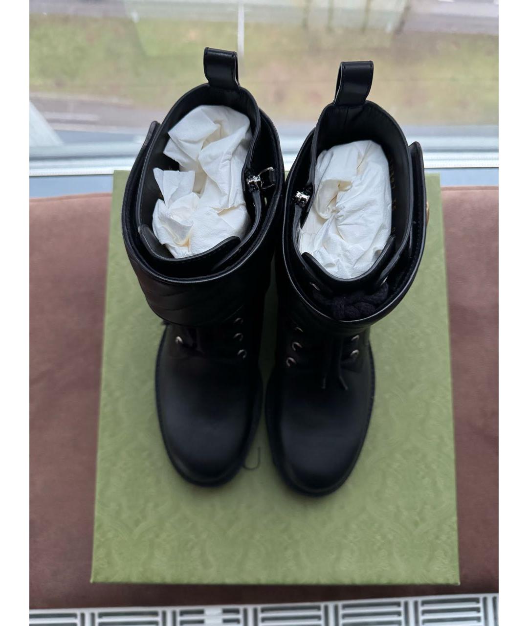 GUCCI Черные кожаные ботинки, фото 3