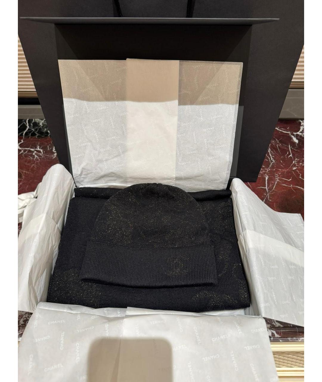CHANEL Черная шерстяная шапка, фото 4