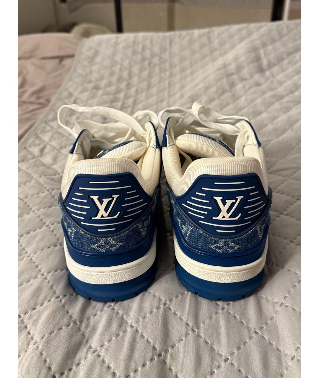 LOUIS VUITTON Синие кожаные высокие кроссовки / кеды, фото 3
