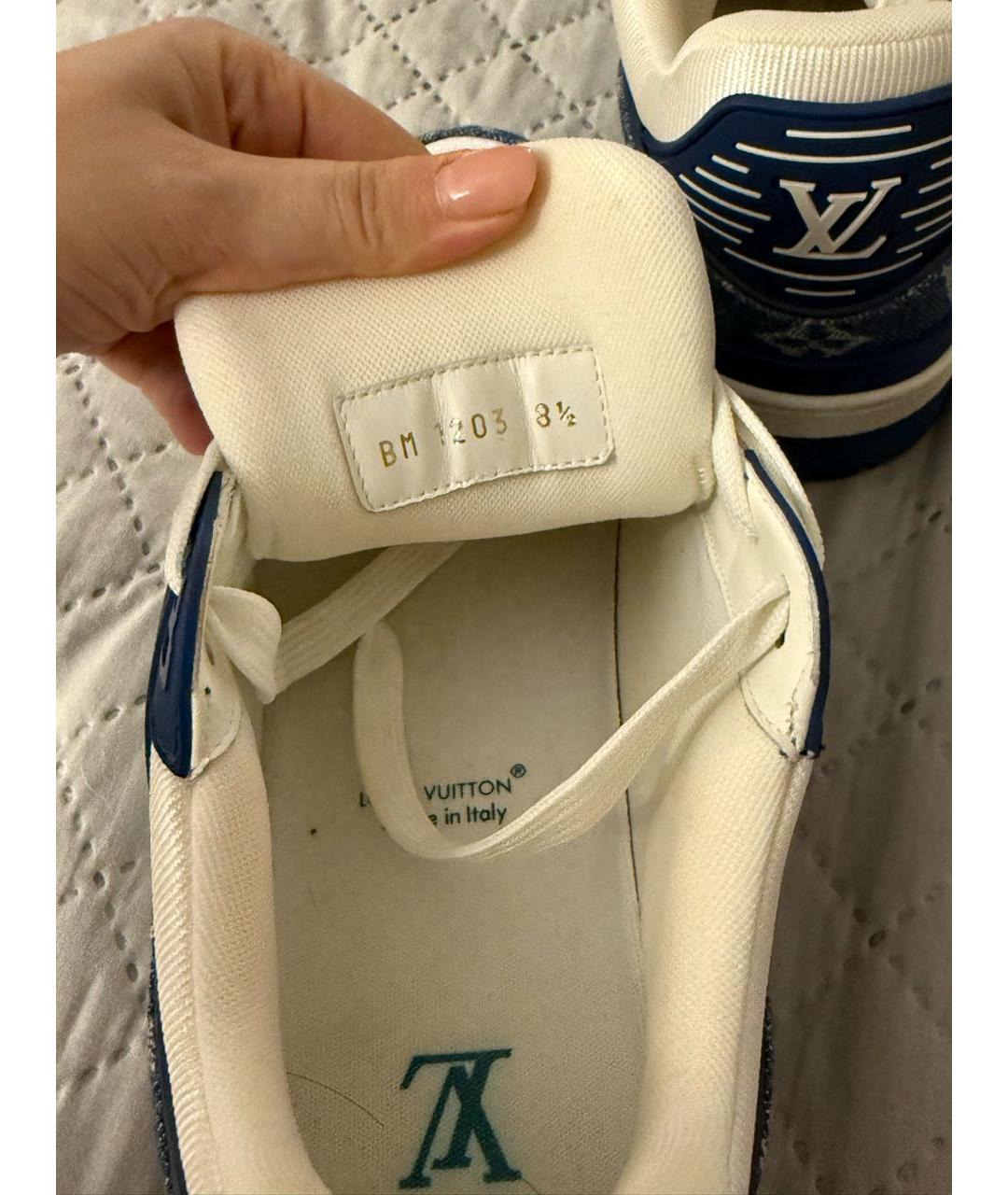 LOUIS VUITTON Синие кожаные высокие кроссовки / кеды, фото 5