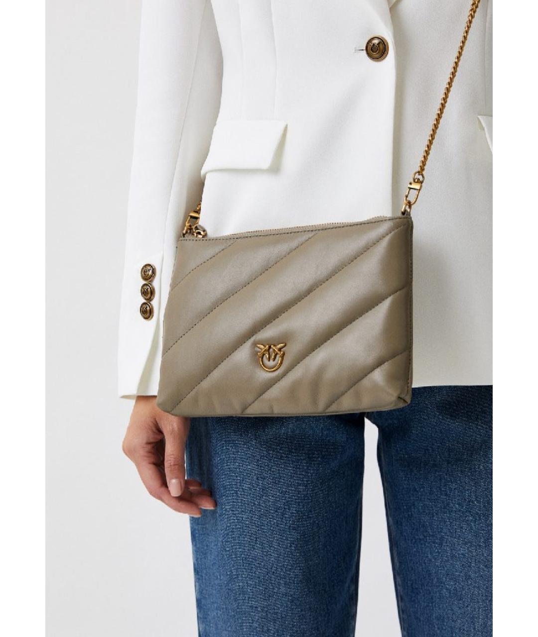 LIU JO Серая кожаная сумка через плечо, фото 4