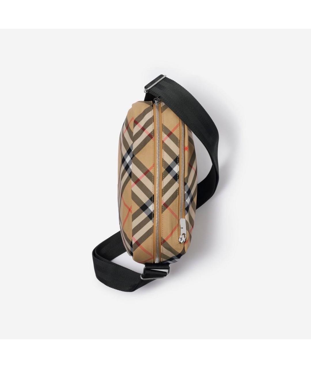 BURBERRY Бежевая тканевая сумка на плечо, фото 4