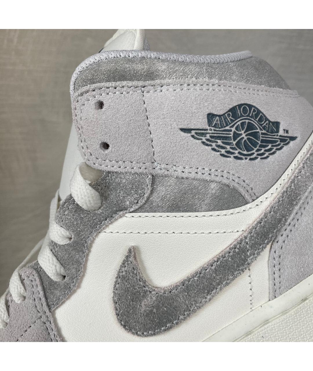 JORDAN Серые кожаные высокие кроссовки / кеды, фото 4
