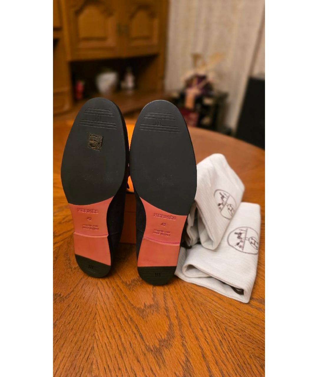 HERMES Коричневые замшевые мокасины, фото 4