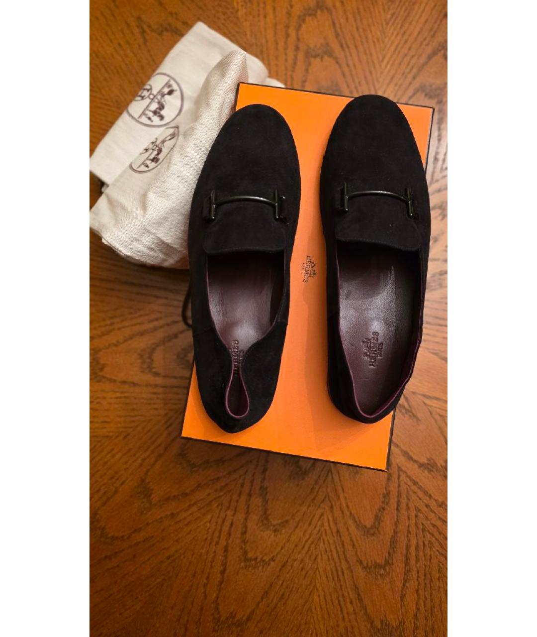 HERMES Коричневые замшевые мокасины, фото 7