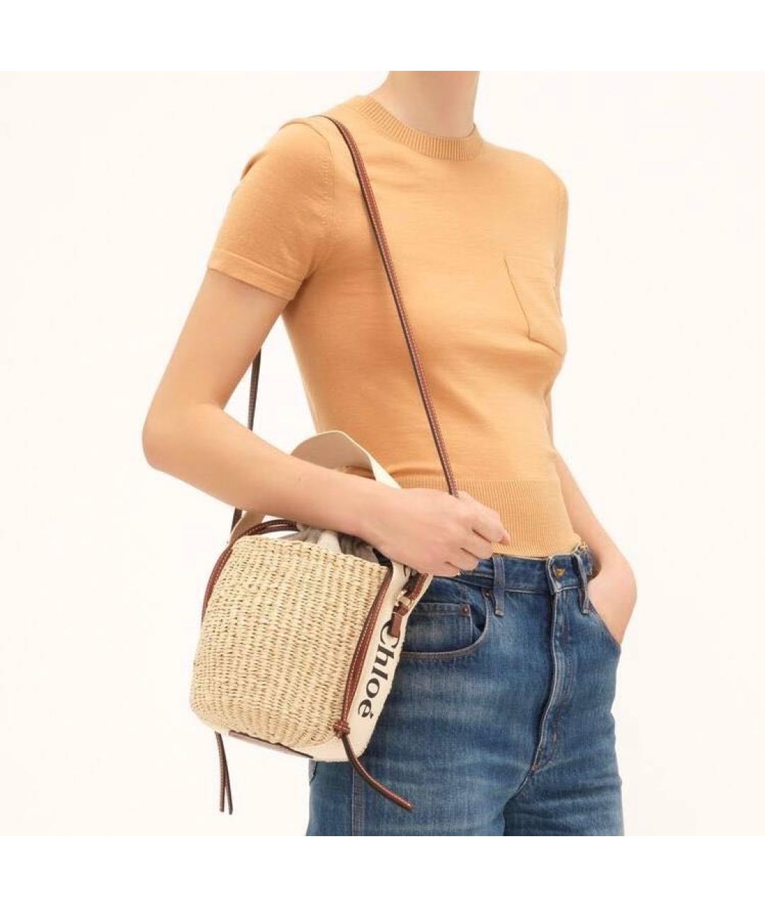 CHLOE Бежевая пелетеная сумка через плечо, фото 2