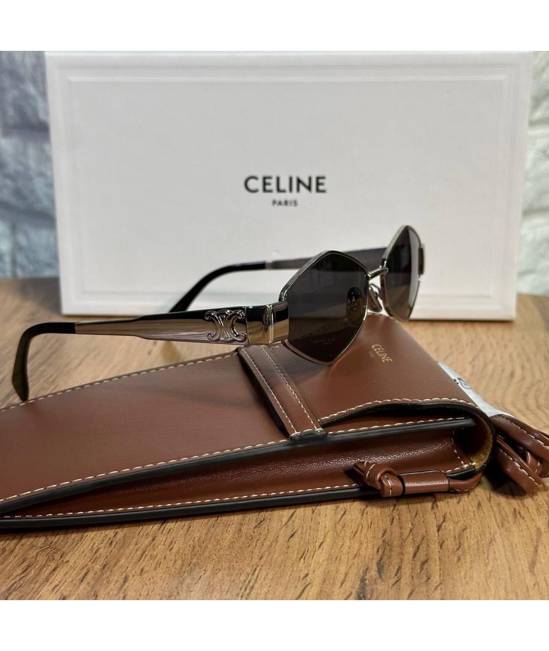 CELINE Серебряные металлические солнцезащитные очки, фото 4