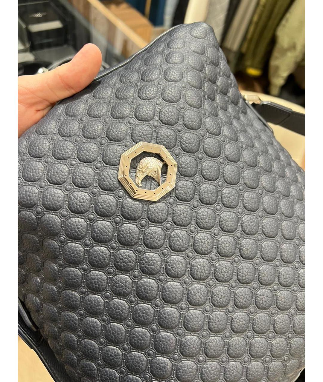 STEFANO RICCI Темно-синяя кожаная барсетка, фото 6