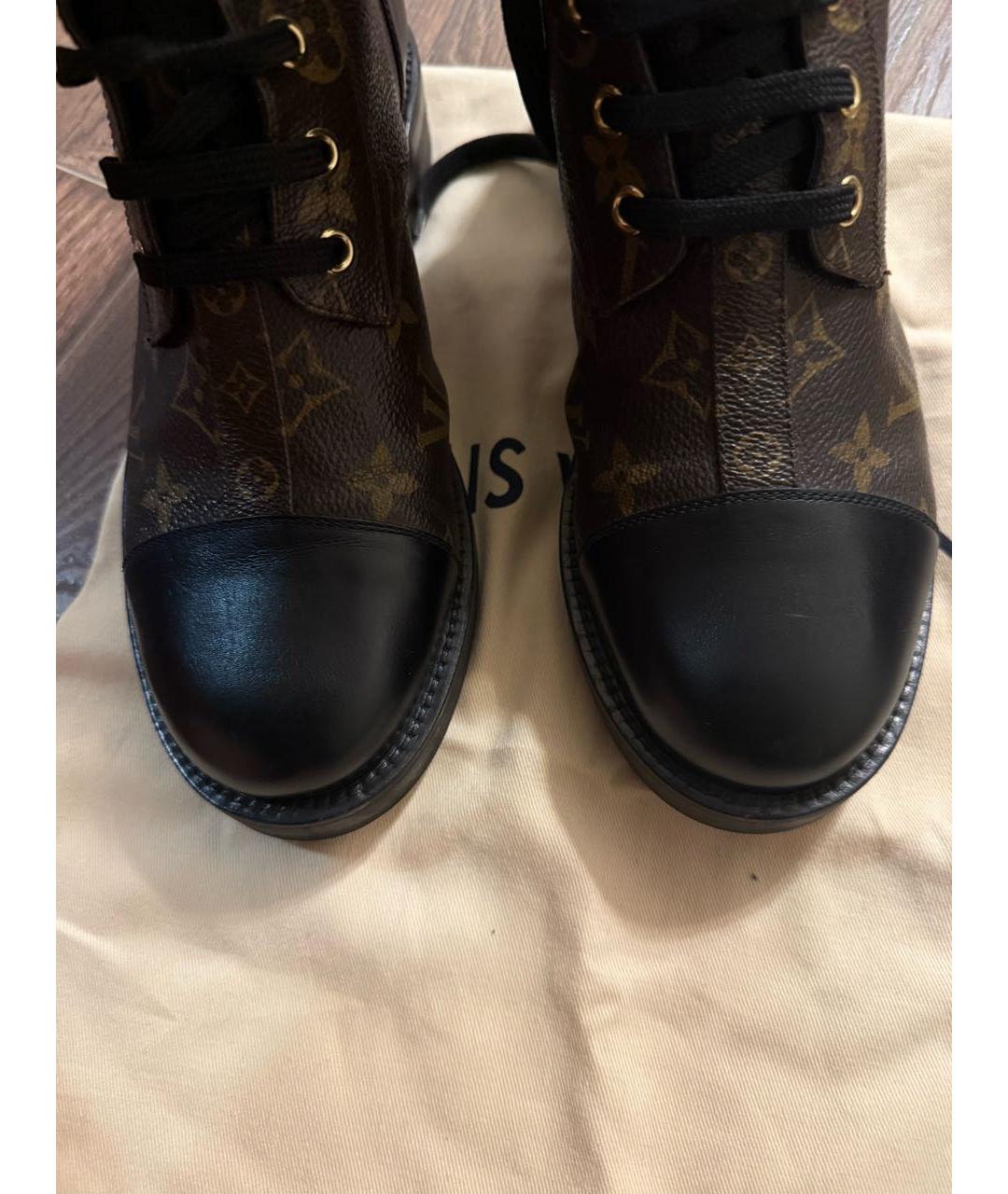 LOUIS VUITTON Коричневые кожаные ботинки, фото 6