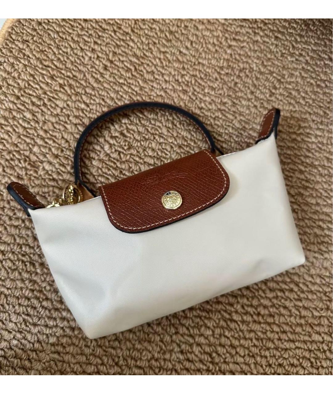 LONGCHAMP Бежевая тканевая сумка с короткими ручками, фото 4