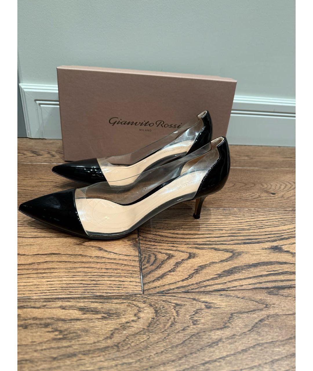 GIANVITO ROSSI Черные лодочки на низком каблуке из лакированной кожи, фото 6