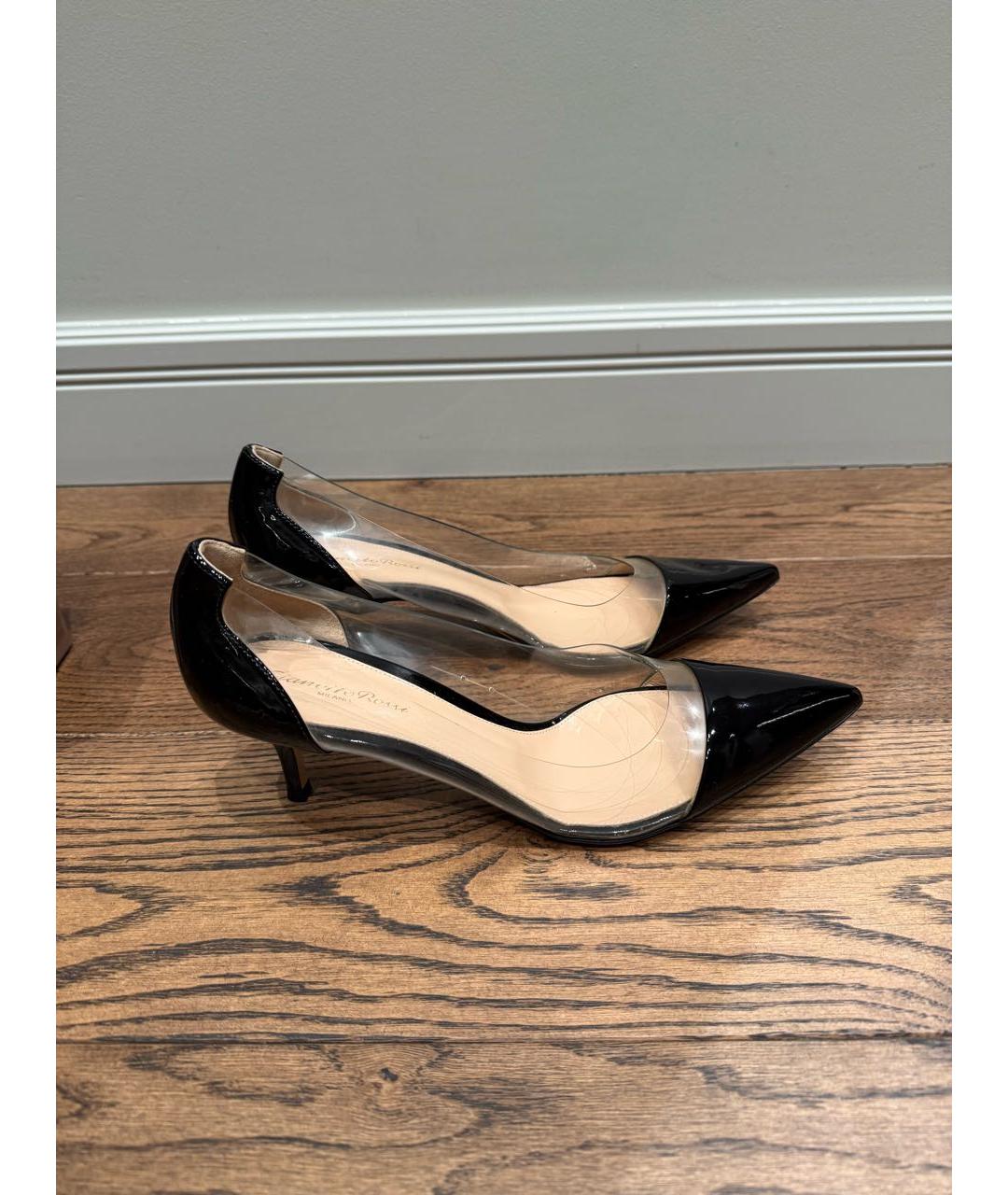 GIANVITO ROSSI Черные лодочки на низком каблуке из лакированной кожи, фото 7