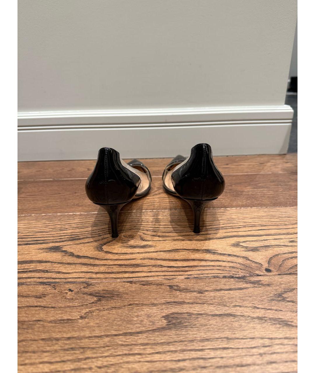 GIANVITO ROSSI Черные лодочки на низком каблуке из лакированной кожи, фото 4