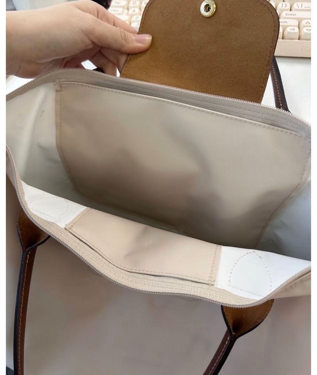 LONGCHAMP Бежевая тканевая сумка тоут, фото 5