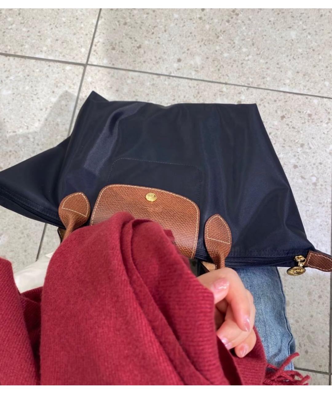 LONGCHAMP Черная тканевая сумка тоут, фото 5