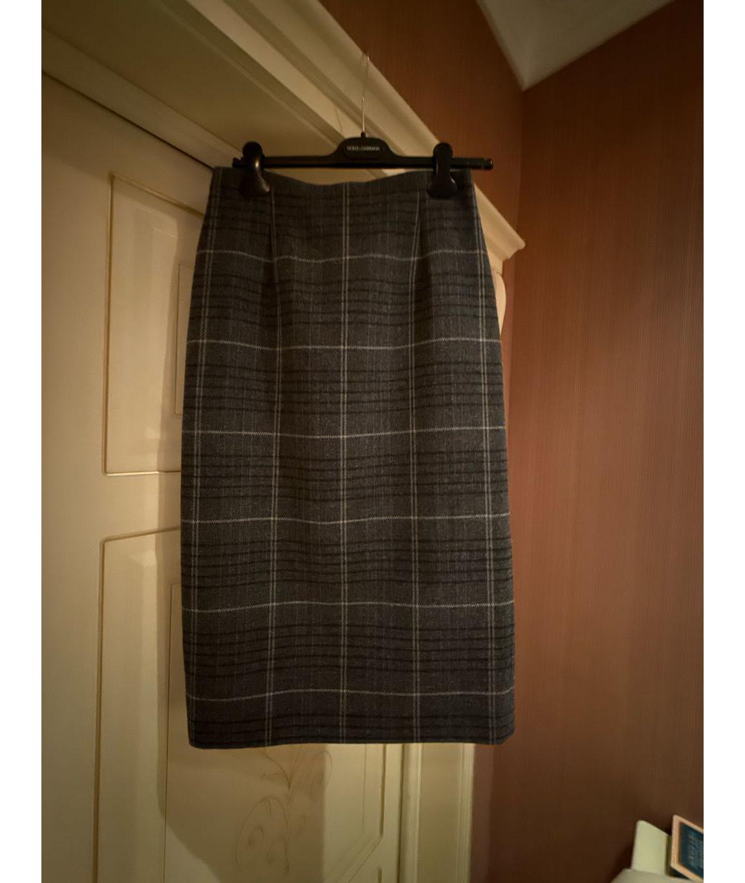 CHRISTIAN DIOR Серая шерстяная юбка миди, фото 6