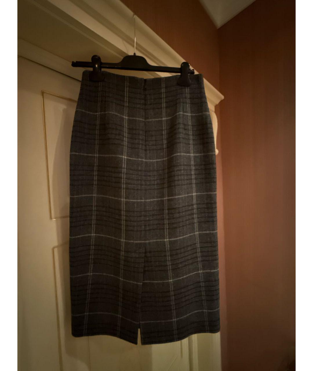 CHRISTIAN DIOR Серая шерстяная юбка миди, фото 2