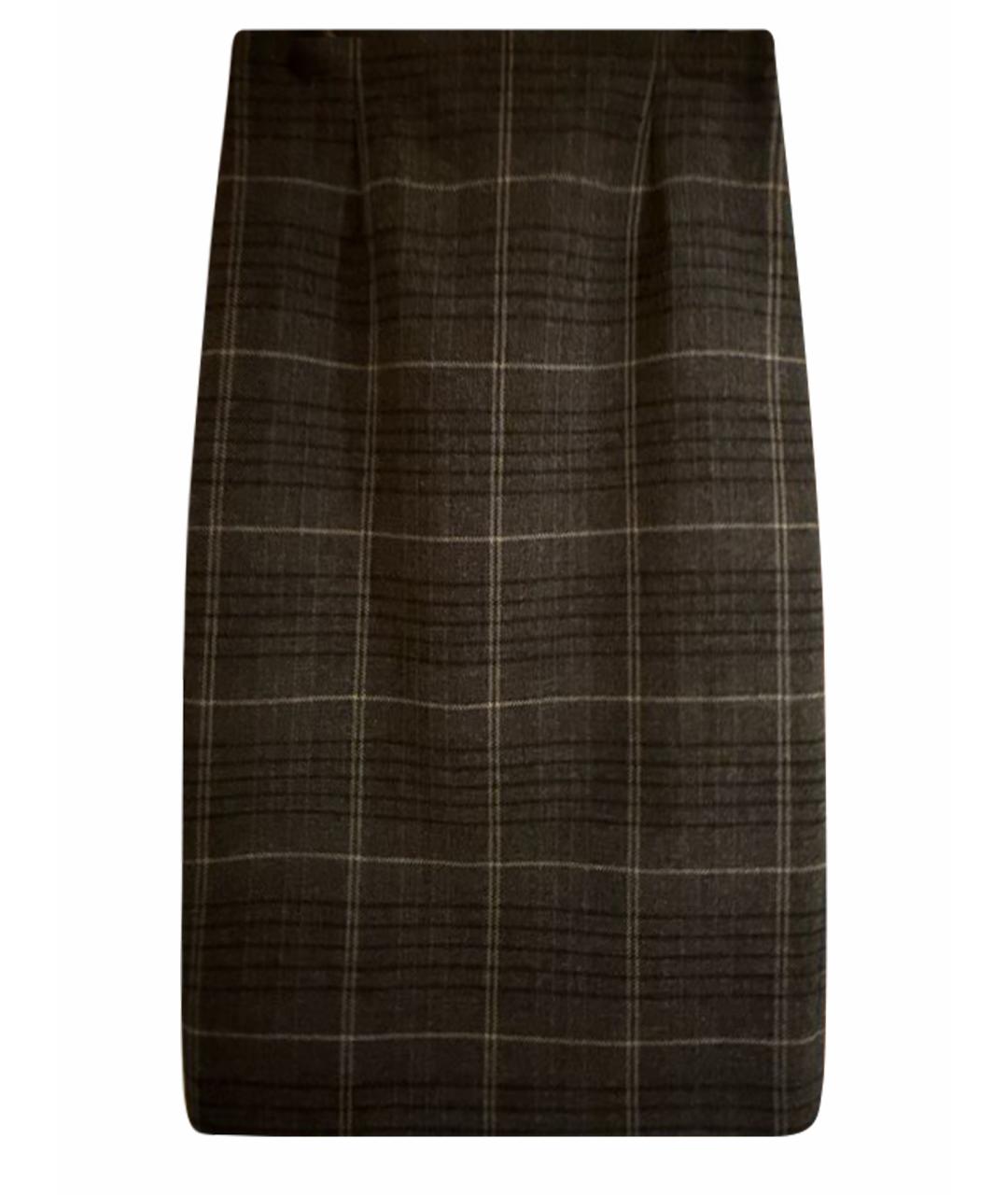 CHRISTIAN DIOR Серая шерстяная юбка миди, фото 1