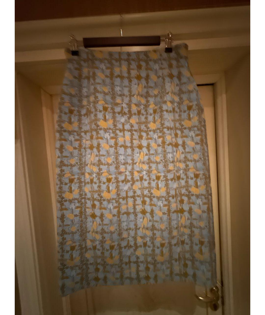 CHRISTIAN DIOR Голубая шерстяная юбка миди, фото 4