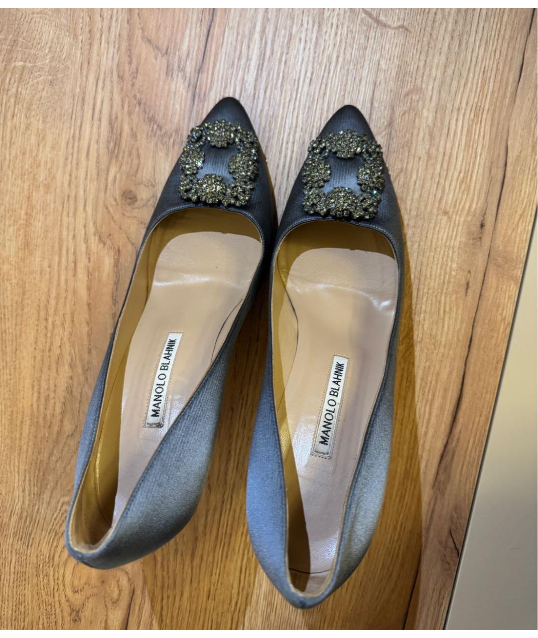 MANOLO BLAHNIK Антрацитовые текстильные туфли, фото 3