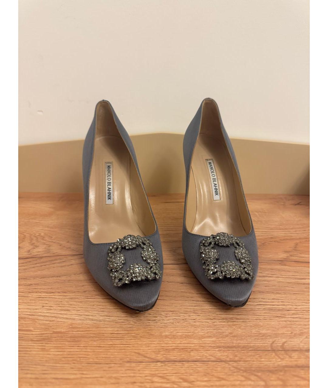 MANOLO BLAHNIK Антрацитовые текстильные туфли, фото 2